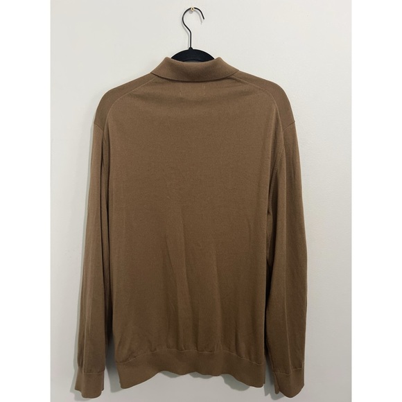 Autograph Sweater Men’s XL Brown Camel Extra Fine Merino Wool Collared Pullover - Picture 4 of 13